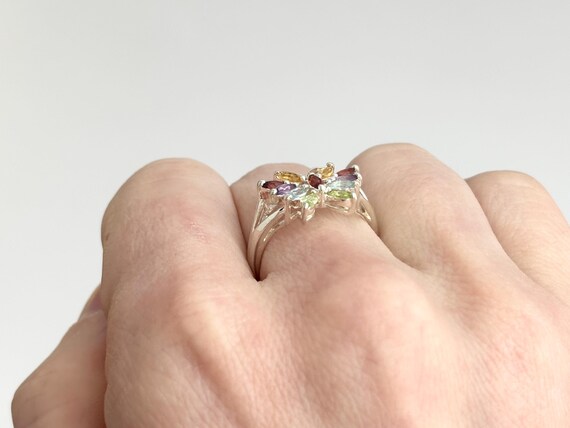 Butterfly Figural Rainbow Gemstone Split Shank St… - image 15