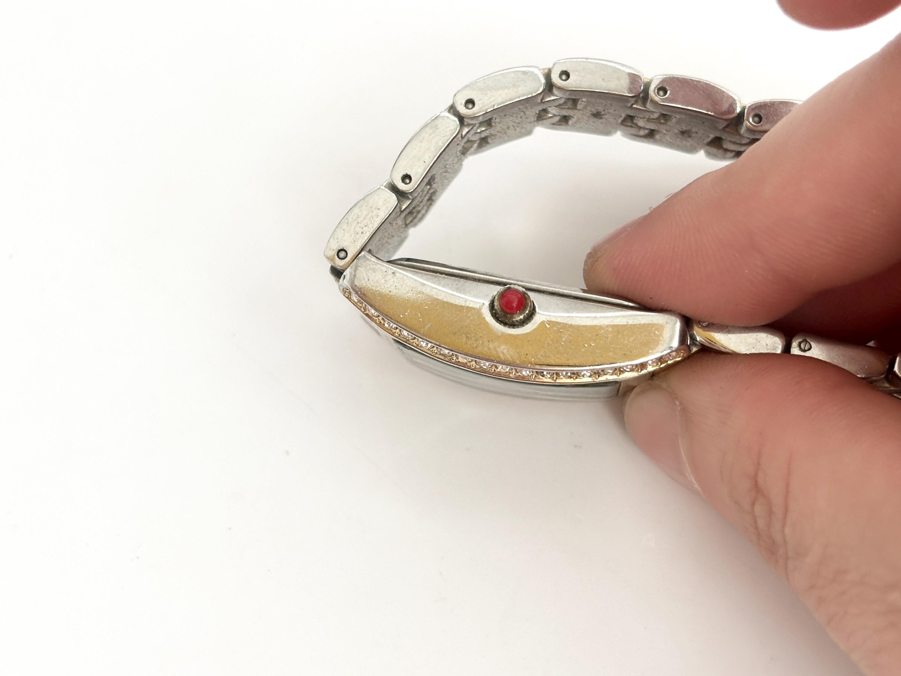 Liz Clairborne Silver Toned LIZ32SG Rhinestone Framed Quartz