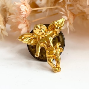 Teeny Tiny Cherub Gold Toned Angel Figural Vintage Religious | Christian | Catholic Lapel Pin