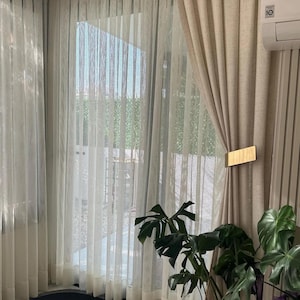 Linen Curtain Panels for Living Room | Custom Size Drapes for Bedroom | Natural Linen Curtains | Grommet, Track, Hook Options Available
