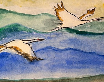 Geese Watercolor - 8" W x 5.5" H