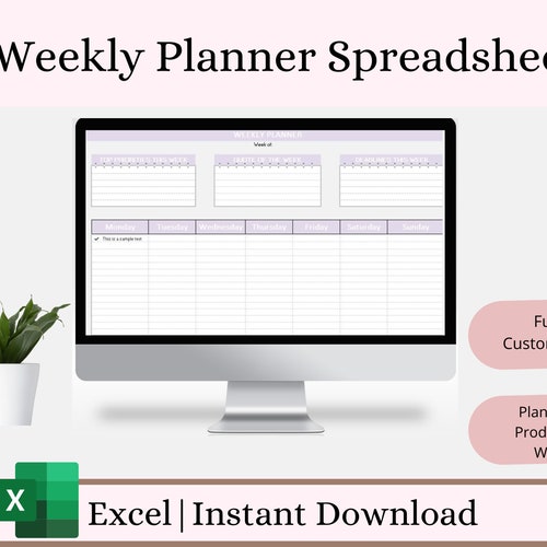 Workout planner spreadsheet microsoft excel daily weekly etsy