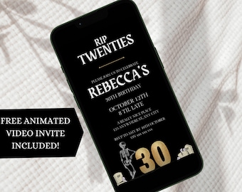 RIP Twenties Digital Invitation, RIP 20s Party Invite, E-Invite, Death to Youth Editable 30th Birthday Invitation, 30th Birthday Gothic