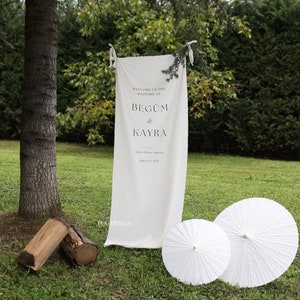 Cartelli per matrimonio personalizzati in lino, cartello di benvenuto per matrimonio moderno, cartello in tessuto, cartello di benvenuto in tessuto per matrimonio, matrimonio boho, cartelli di benvenuto per matrimonio