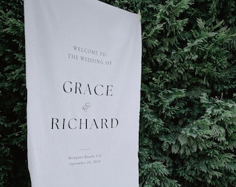 Wedding Welcome Signs, Modern Wedding Welcome Sign, Wedding Fabric Welcome Sign, Fabric Sign, Custom Linen Wedding Sign