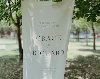 Modern Wedding Welcome Sign, Wedding Fabric Welcome Sign, Fabric Sign, Custom Linen Wedding Signs, Boho Wedding