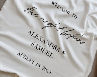 Wedding Rehearsal Dinner Welcome Sign, The Night Before Wedding Welcome Sign, Rehearsal Dinner Welcome Sign, Linen Sign