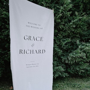 Wedding Welcome Signs, Modern Wedding Welcome Sign, Wedding Fabric Welcome Sign, Fabric Sign, Custom Linen Wedding Sign