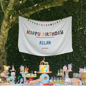 DELIVERED DUTY PAID* Custom Birthday Sign, Personalised Birthday Name Flag, Birthday Banner, Fabric Birtday Sign, Birthday Boho Wall Art