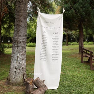 Stoff Hochzeit Tischplan, Leinen Stoff Hochzeit Sitzplan, Sitzplan Zeichen für Hochzeiten, Stoff Zeichen