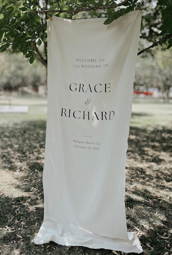 Fabric Wedding Welcome Sign, Personalised Wedding Welcome Sign, Fabric Sign, Custom Linen Wedding Signs, Boho Wedding, Wedding Welcome Signs