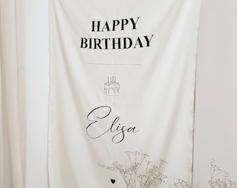 DELIVERED DUTY PAID* Fabric Birtday Sign, Custom Birthday Banner, Birthday Boho Wall Art, Personalised Birthday Flag, Fabric Sign