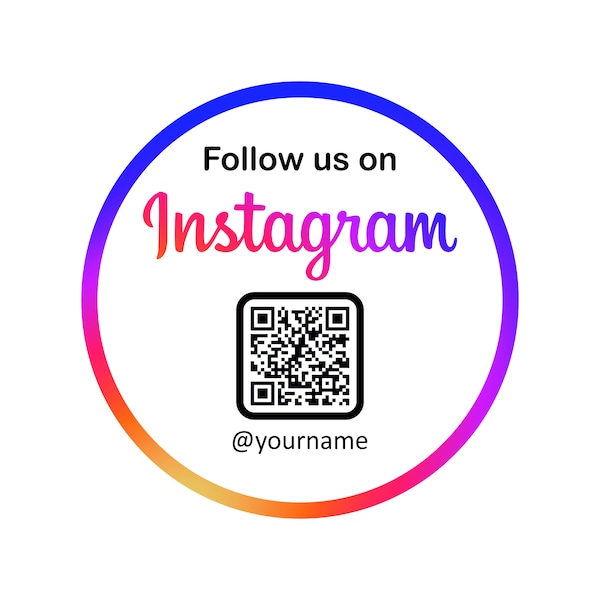 Instagram Name Sticker with QR Code for Your Shop or Restaurant