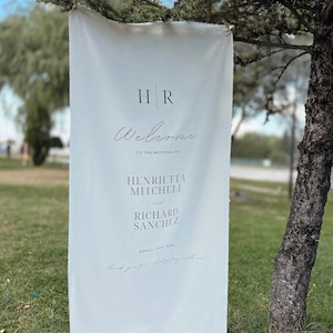 Cartelli di benvenuto per matrimoni, cartello di benvenuto in tessuto per matrimoni, cartello in tessuto, cartelli di lino personalizzati per matrimoni, cartello di benvenuto moderno per matrimoni