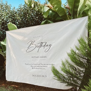 Cartello di compleanno in tessuto, banner di compleanno personalizzato, arte della parete Boho di compleanno, banner di compleanno in cotone, bandiera personalizzata con nome di compleanno, cartello in tessuto