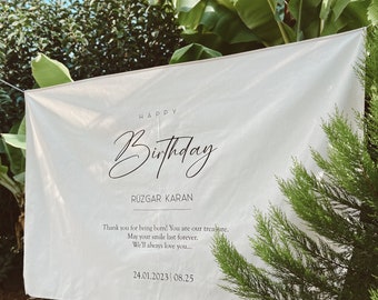 DELIVERED DUTY PAID* Fabric Birtday Sign, Custom Birthday Banner, Birthday Boho Wall Art, Personalised Birthday Flag, Fabric Sign