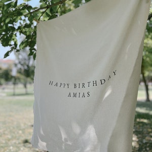 Personalised Birthday Name Flag, Birthday Banner, Custom Birthday Banner, Fabric Sign, Fabric Birtday Sign, Birthday Boho Wall Art, Linen