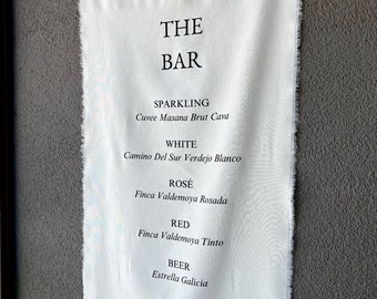 Bar Menu, Custom Bar Sign, Bar Sign, Signature Cocktails Sign, Minimalist Bar, His and Hers Bar Sign, Fabric Bar Sign