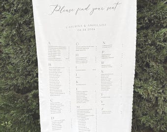 Fabric Wedding Table Plan, Linen Fabric Wedding Seating Chart, Personalised Wedding Seating Chart Sign, Fabric Sign