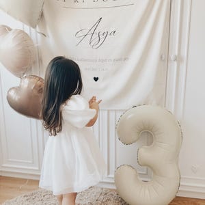 Personalisierte Geburtstagsname Flagge, Stoff Geburtstagsschild, Baumwolle Geburtstagsbanner, Geburtstag Boho Wandkunst, Benutzerdefinierte Geburtstagsbanner, Stoffschild