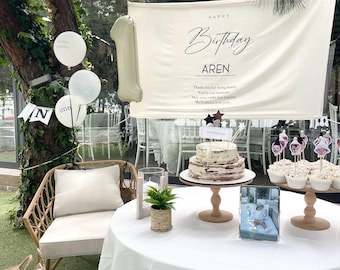 DELIVERED DUTY PAID* Linen Birthday Banner, Custom Birthday Banner, Personalised Birthday Flag, Fabric Sign, Fabric Birthday Sign, Birthday