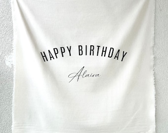 Custom Birthday Banner, Personalised Birthday Flag, Fabric Sign, Fabric Birtday Sign, Birthday Boho Wall Art