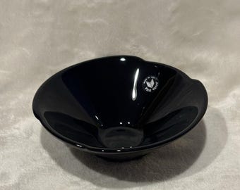 Pittl Vetro Vtg Black Glass Bowl Hand Blown Made In Italy Candy Dish Sleek Chic