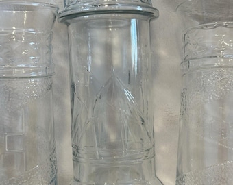 Red Lobster Lighthouse Clear Beverage Glasses Vase 1980's Lot of 3 Vtg Barware