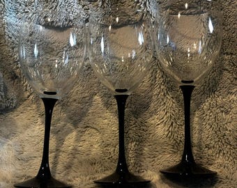 Conjunto de 3 Taças de Vinho LUMINARC com Haste Preta, Design Francês, Artigos de Bar de Luxo para Bebidas