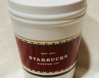 Bote de cerámica con tapa para café Starbucks Coffee, tarro para galletas, logo de suéter, 7 pulgadas, 2009