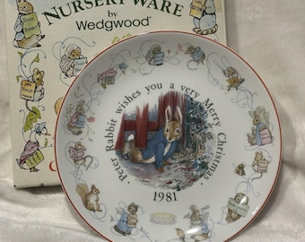 Wedgwood Beatrix Potter Christmas Plate 1981 Peter Rabbit In Box England Collect