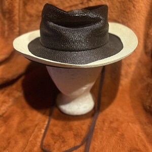 Adolfo II Sun Hat Womens OS Green Excellent Vintage Woven Straw Bow Charm Box Straw hat adolfo - Gem main image 4