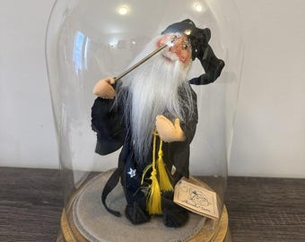Annalee Dolls 10" Merlin The Magician Thorndike Poseable 1989 #228 In Glass Dome