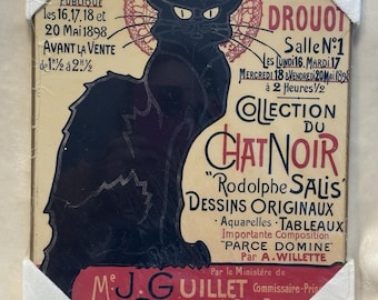 Vintage French Black Cat Metal Decorative Sign Tournee du Chat Noir 9.5"x12” NEW
