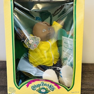 Coleco 1985 Cabbage Patch Kids African American Boy Doll Lenny Patton Yellow Top
