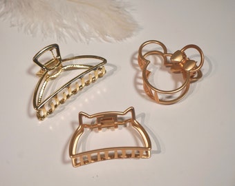 Cute Strong Hold Hair Claw Clips, Golden Color