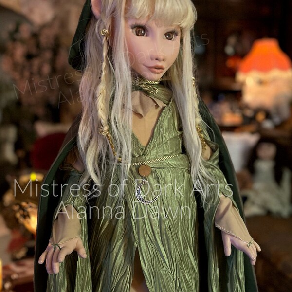 Gelfling Kira Custom Art doll 36” Tall. Inspired by Jim Hensons’ The Dark Crystal. fully posable ball joint body adjustable head.