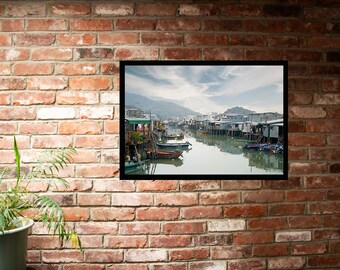 Hong Kong Island stilt village color photography print available Framed or Photo Only