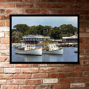 Perkins Cove Ogunquit Maine color photography print photo manipulated to look like an oil painting Available Framed or Photo Only. 1070's