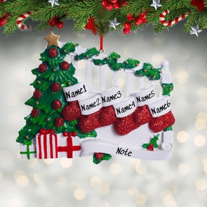 Personalized Stockings Family Ornament – Family of Six Christmas Ornament 2025 with Names – Custom Ornament Decoration – Family Gift