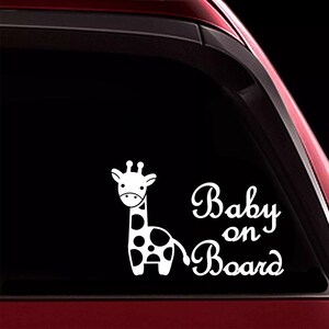 Baby On Board Giraffe Vinyl Decal Car Window Sticker Safety Sign - Cute Unique Personalized Baby Gift Baby On Board Sign