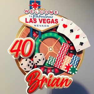 Decorazione per torta personalizzata a tema Las Vegas/Casinò