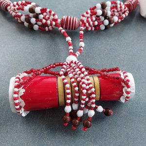 Shango Mazito with Beaded Bata Aña drums set Shango maze for bated tambores bata Red white Santeria eleke Shango Sango Lucumi bembe orisha