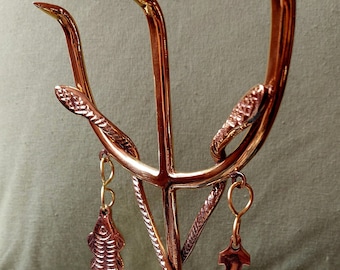 Inle Erinle Staff Solid Brass Fish Abatan Abata orisha yoruba Logun Ede herramienta Oshun Yemaya Tools Iboyuto Boyuto sopera statue fish