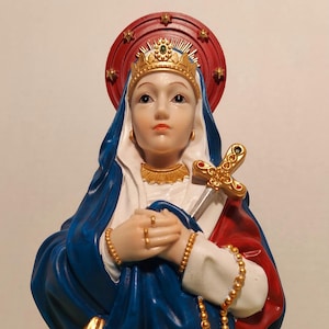Erzulie Freda Statue 12&quot; tall Erzuly Ezili Freda Mater Dolorosa Dahomey Metres Ezili Lithograph Lwa loa Haitian Vodou altar drapo flag Vodou