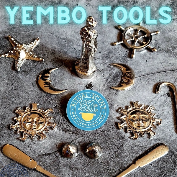 Yembo silver metal orisha tools herramientas de Yembbo Yemowo Yemaya Yemoja Obatala orisa funfun oricha set for adimu olokun oricha ceremony