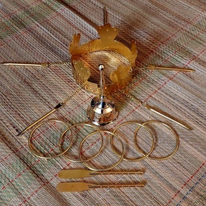 Oshun Crown Tools with BELL Crown, 2 oars, 5 bracelets full set for orisha Ochun campana remos corona manillas bronze Santeria herramientas