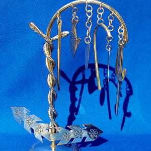 Erinle Inle Staff sopera Ibu Ojuto Fish Abatan Abata orisha yoruba Logun Ede herramienta Oshun Yemaya Tools Iboyuto Boyuto brass Logun ede