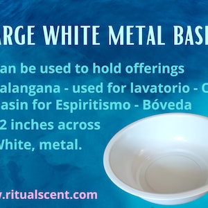 White Basin - palangana - bowl for boveda espiritismo Orishas - Lucumi orisa Santeria Ifa Babalawo divine libation spiritism vessel metal