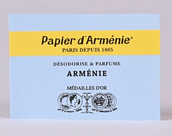 Livret d'encens français « ARMÉNIE » Papier d'Arménie, parfum chic parfumé de Paris, papiers d'Arménie, cadeau chic, parfum d'intérieur naturel